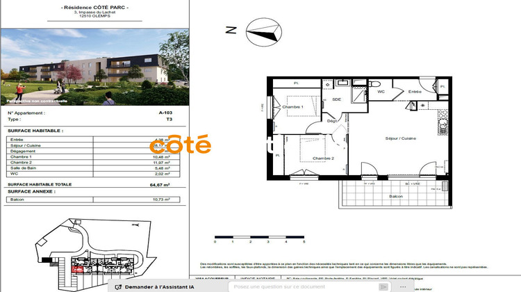 Ma-Cabane - Vente Appartement OLEMPS, 64 m²