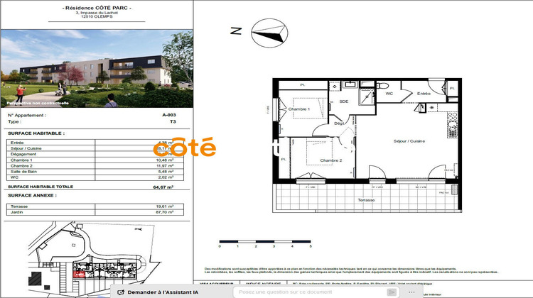 Ma-Cabane - Vente Appartement OLEMPS, 64 m²