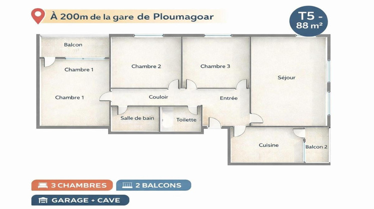Ma-Cabane - Vente Appartement PLOUMAGOAR, 87 m²