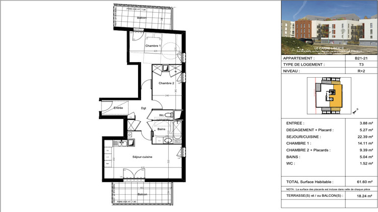 Ma-Cabane - Vente Appartement PONT-DE-CHERUY, 61 m²