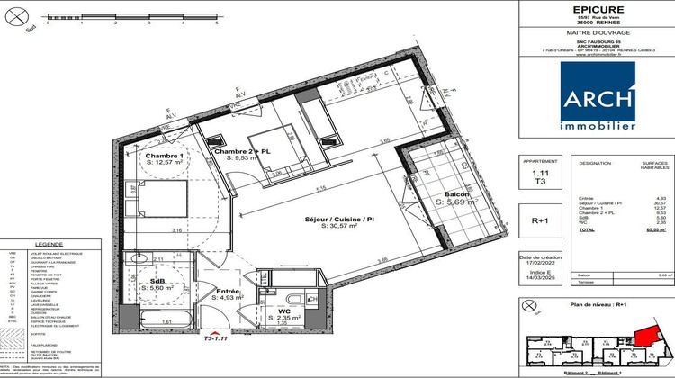 Ma-Cabane - Vente Appartement Rennes, 65 m²