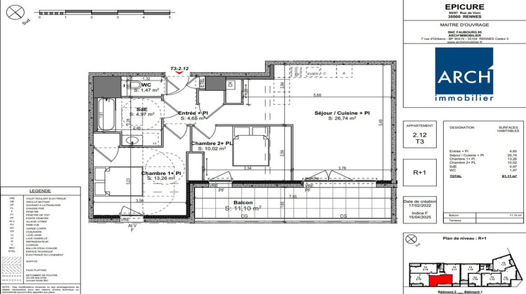 Ma-Cabane - Vente Appartement Rennes, 61 m²