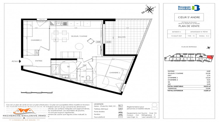 Ma-Cabane - Vente Appartement Saint-André-de-la-Roche, 59 m²