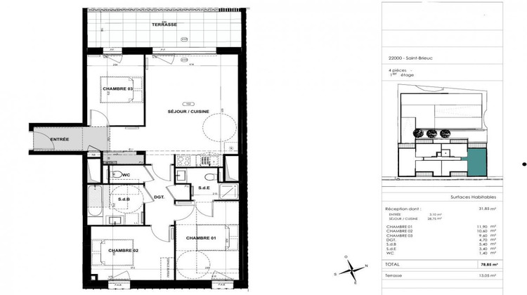 Ma-Cabane - Vente Appartement SAINT BRIEUC, 79 m²