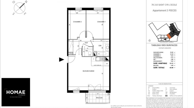 Ma-Cabane - Vente Appartement SAINT-CYR-L'ECOLE, 59 m²