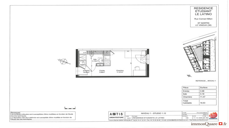 Ma-Cabane - Vente Appartement Saint-Martin-le-Vinoux, 18 m²