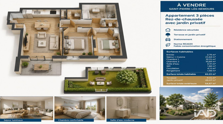 Ma-Cabane - Vente Appartement Saint-Pierre-Lès-Nemours, 62 m²