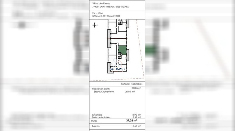 Ma-Cabane - Vente Appartement Saint-Thibault-des-Vignes (), 37 m²