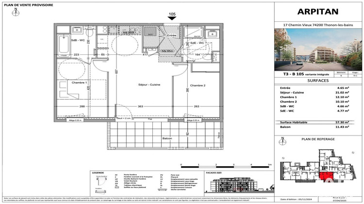 Ma-Cabane - Vente Appartement Thonon-les-Bains, 57 m²