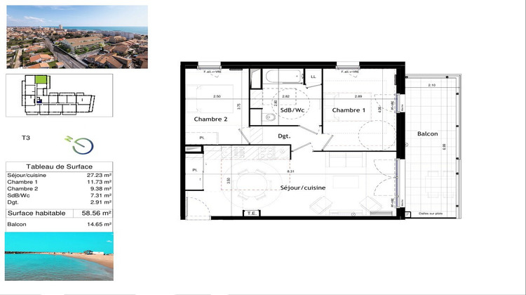 Ma-Cabane - Vente Appartement VALRAS PLAGE, 58 m²