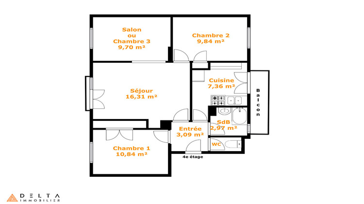 Ma-Cabane - Vente Appartement VENISSIEUX, 61 m²