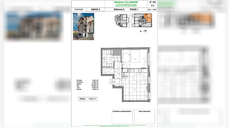 Ma-Cabane - Vente Appartement VILLIERS-SUR-MARNE, 43 m²