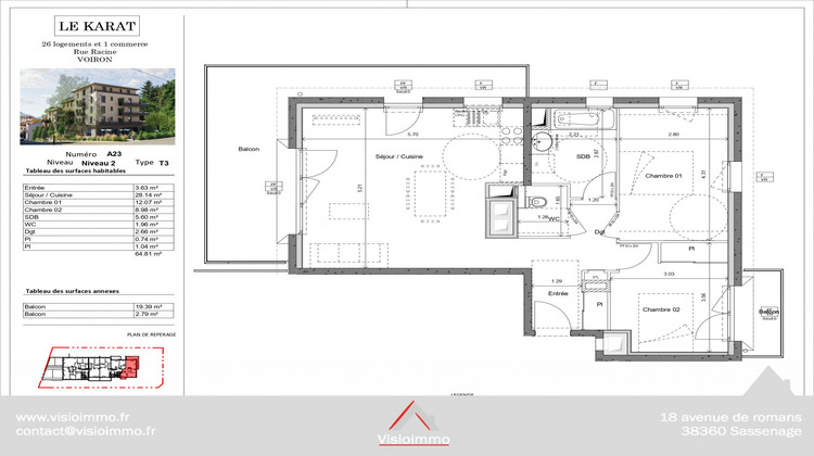 Ma-Cabane - Vente Appartement Voiron, 65 m²