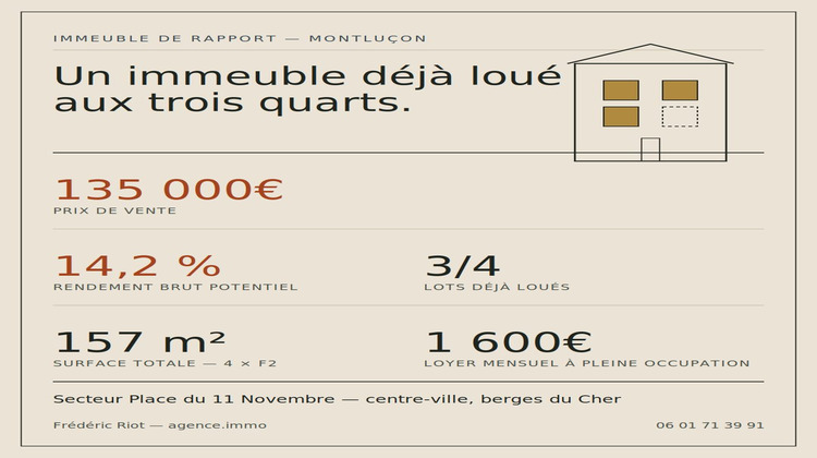 Ma-Cabane - Vente Immeuble Montluçon, 156 m²