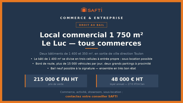 Ma-Cabane - Vente Local commercial Le Luc, 1750 m²