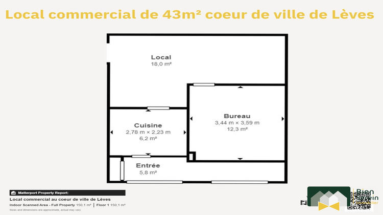 Ma-Cabane - Vente Local commercial Lèves, 43 m²