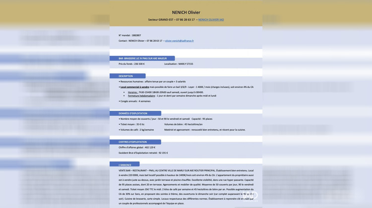 Ma-Cabane - Vente Local commercial Marly, 230 m²