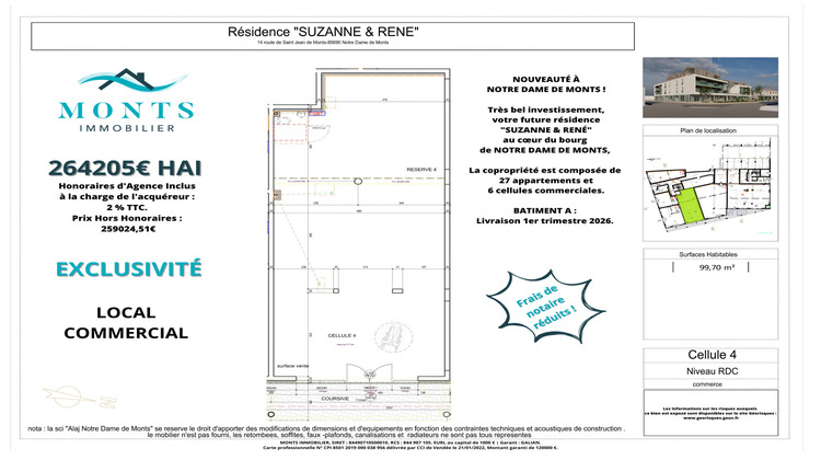 Ma-Cabane - Vente Local commercial Notre-Dame-de-Monts, 99 m²