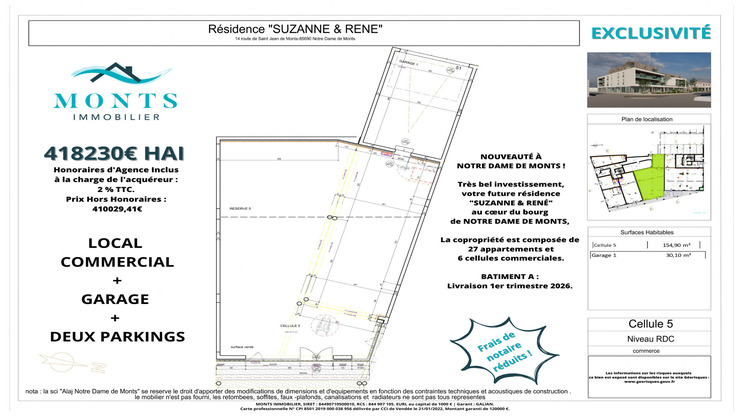 Ma-Cabane - Vente Local commercial Notre-Dame-de-Monts, 154 m²