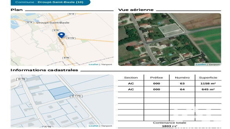Ma-Cabane - Vente Terrain Droupt-Saint-Basle, 1803 m²