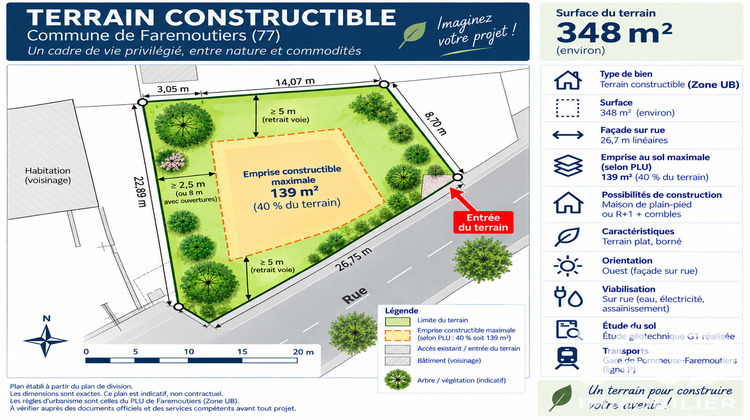 Ma-Cabane - Vente Terrain Faremoutiers, 348 m²