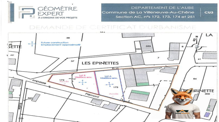 Ma-Cabane - Vente Terrain La Villeneuve-au-Chêne, 1000 m²