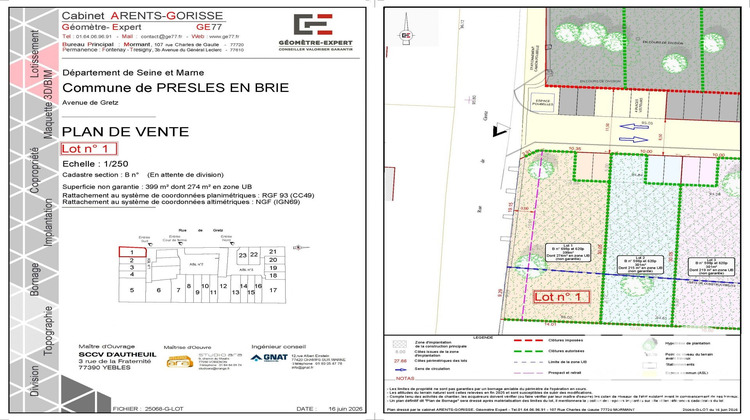 Ma-Cabane - Vente Terrain Presles-en-Brie, 399 m²