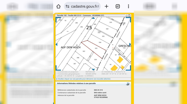 Ma-Cabane - Vente Terrain VECKRING, 846 m²